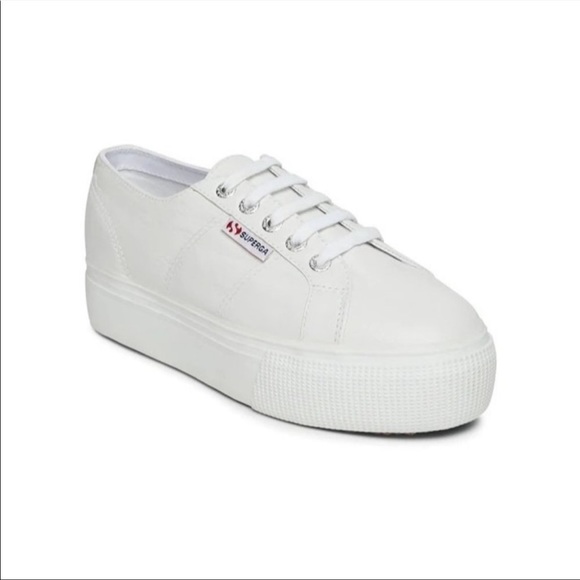 Superga Shoes - Superga 2790 Nappa Leather Sneakers Lace Up Round Toe White Women's 9